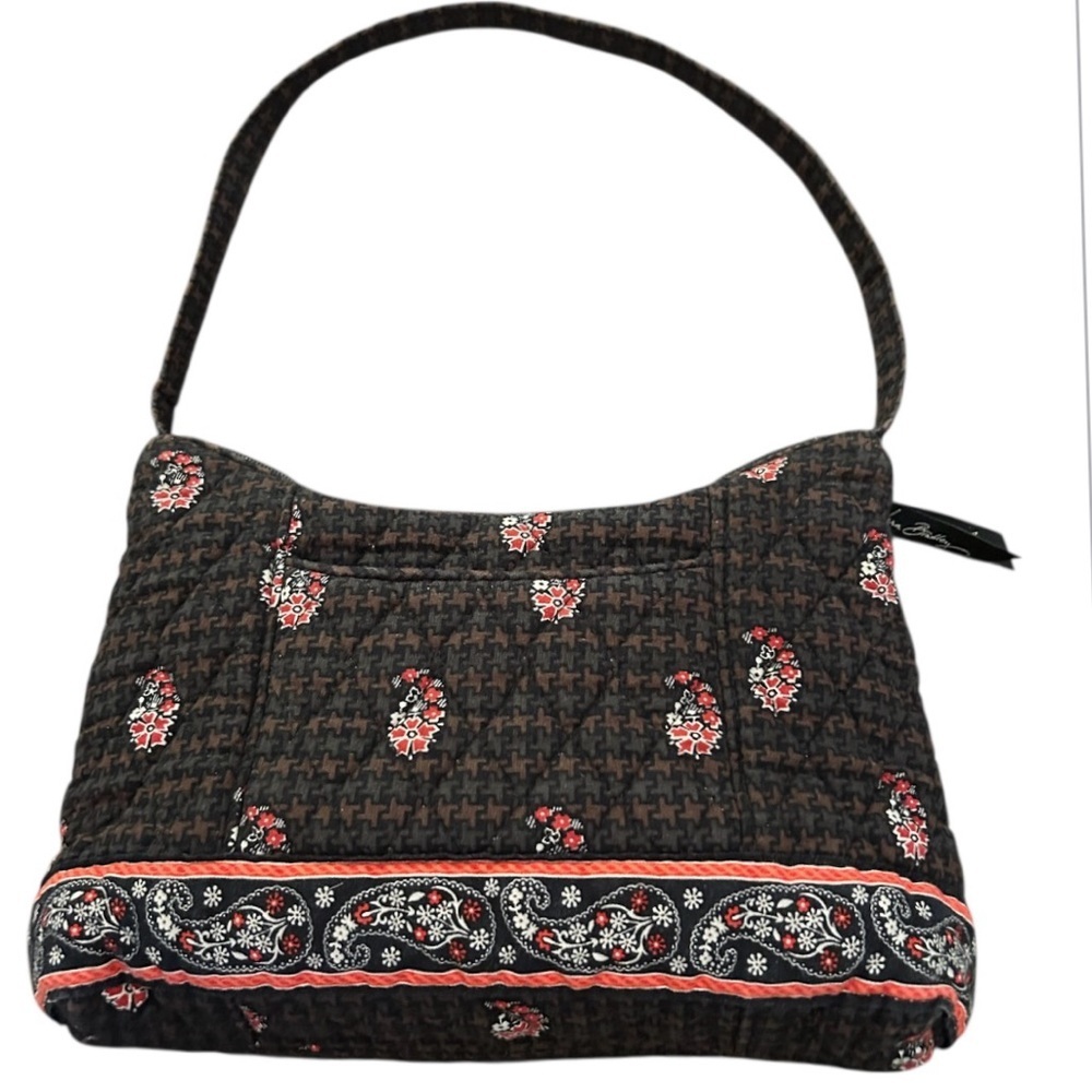 Vera Bradley Black Red Miller Houndstooth Pattern Small Handbag